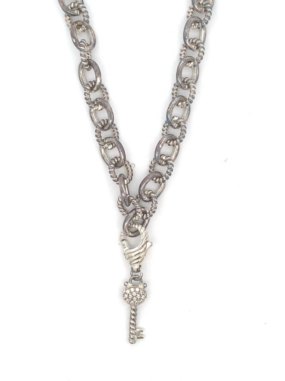 Judith Ripka Sterling Silver CZ Key Pendant Necklace - 18"